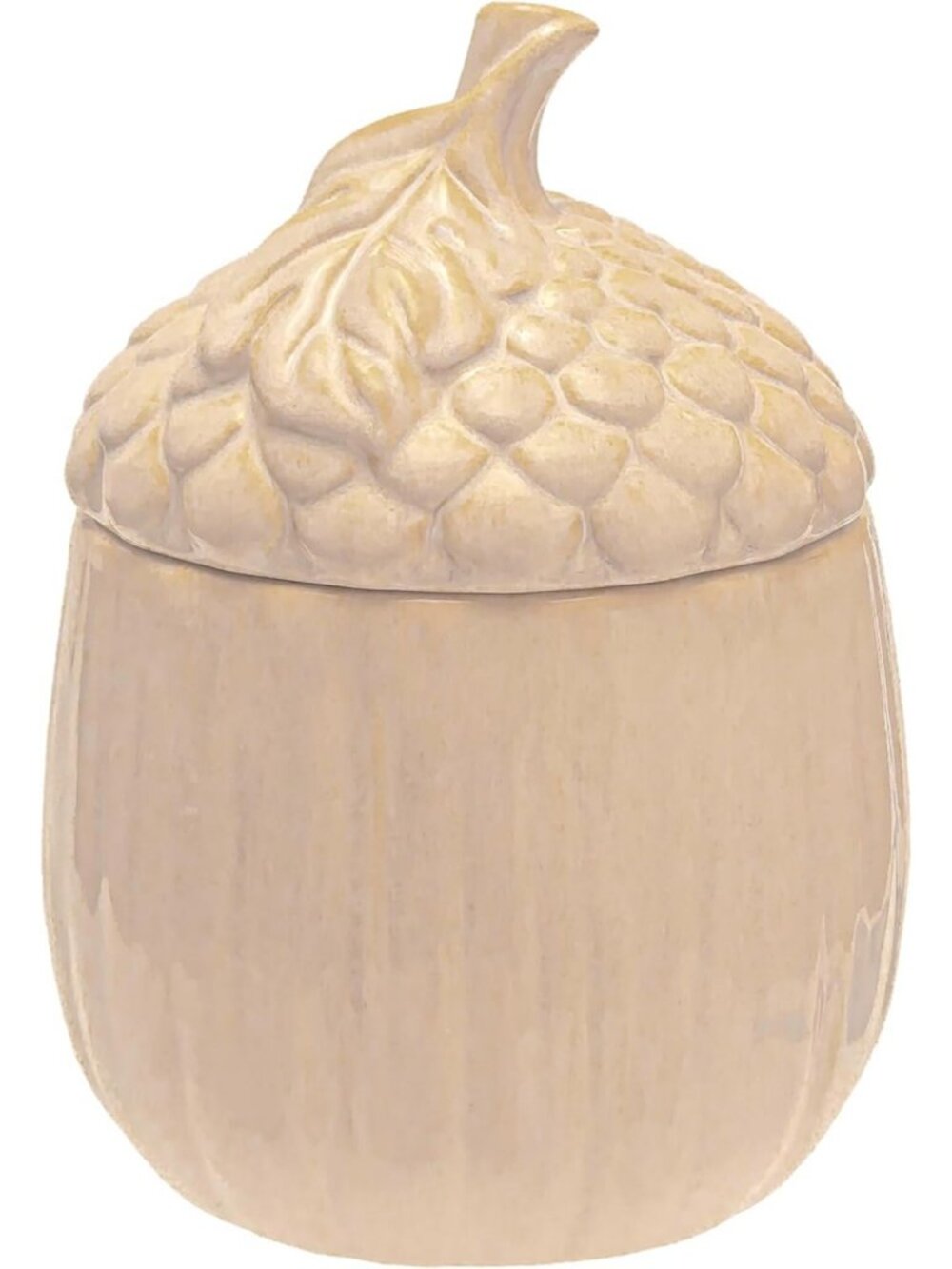 Acorn-Shaped Ceramic Cookie Jar with Lid, 12.5 Cup Capacity, Cream Color